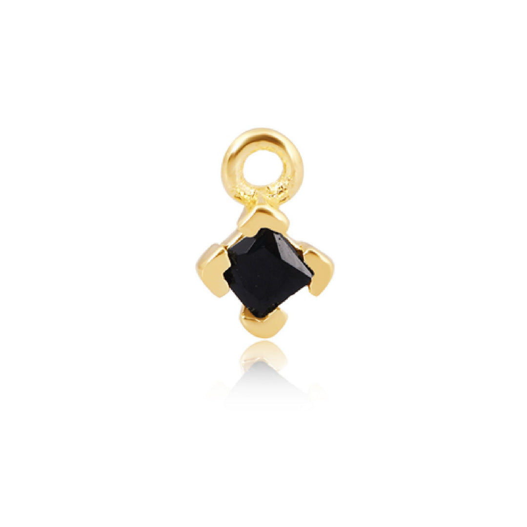 Mococo Welded Forever 14ct Gold Vermeil Black CZ Square Charm - MococoMococoPJ-GV2112Charms