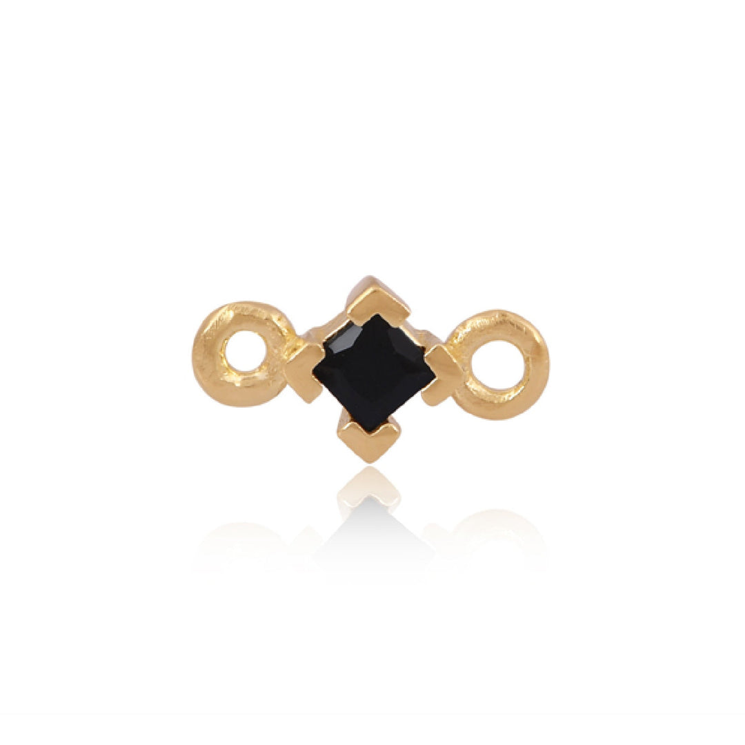 Mococo Welded Forever 14ct Gold Vermeil Black Square CZ Connector - MococoMococoPJ-GV2125Charms