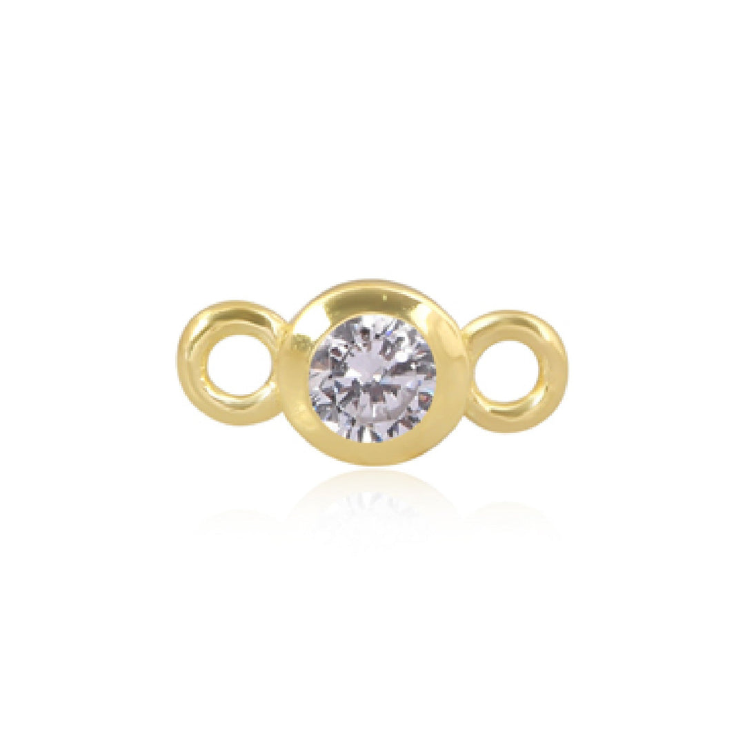 Mococo Welded Forever Gold April CZ Round Connector - MococoMococoPJ-GV2179Charms