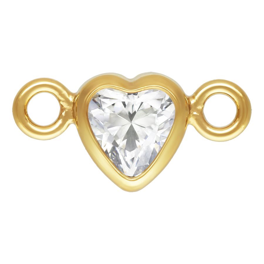 Mococo Welded Forever Gold Cubic Zirconia Heart Connector - MococoMococoPJ-14202098Charms