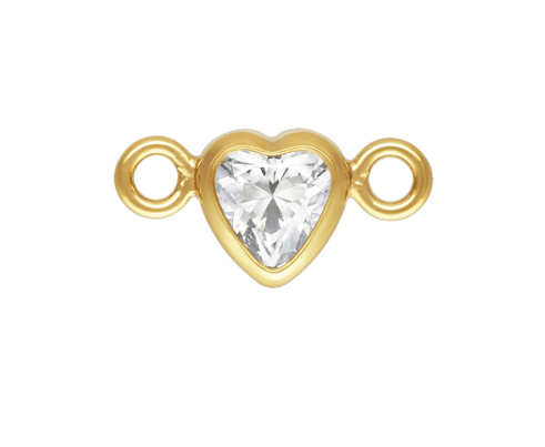 Mococo Welded Forever Gold Cubic Zirconia Heart Connector - MococoMococoPJ-14202098Charms
