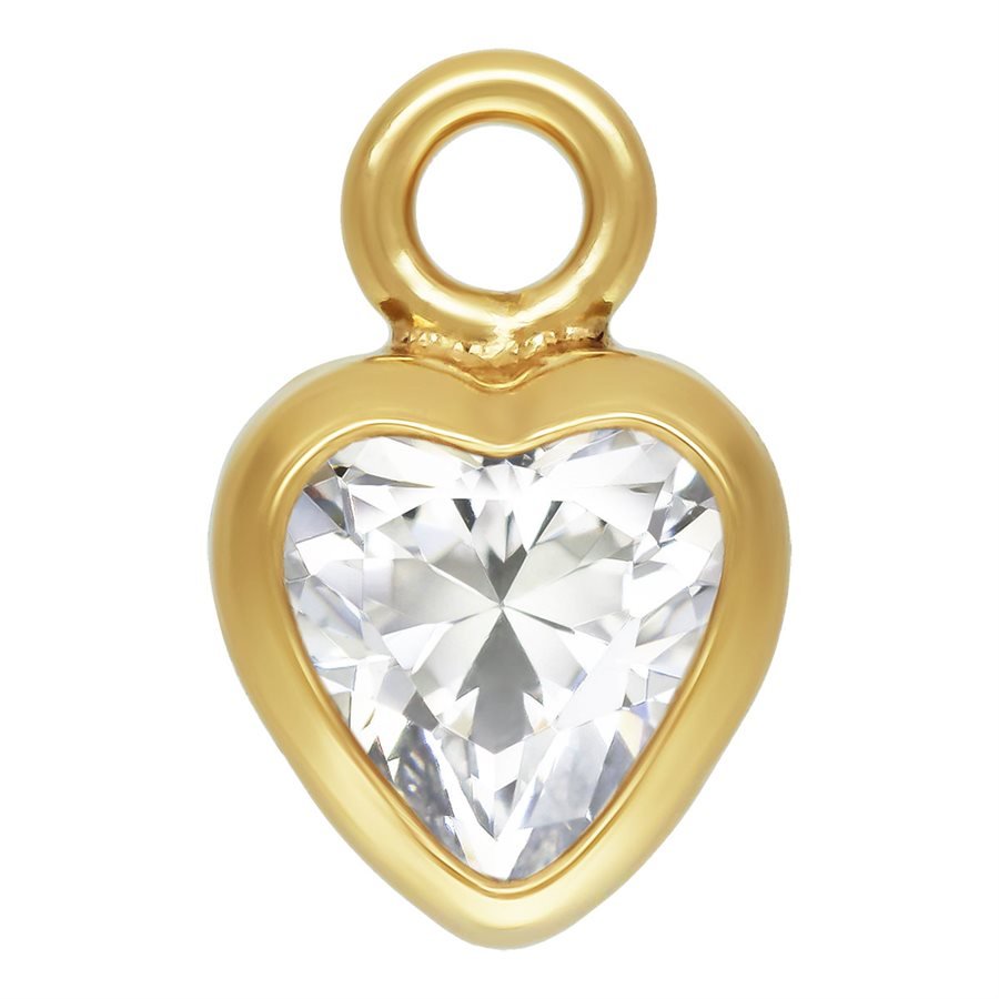 Mococo Welded Forever Gold Cubic Zirconia Heart Drop Charm - MococoMococoPJ-14202087Charms