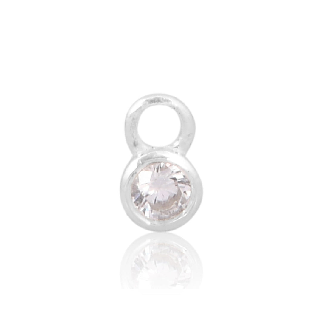 Mococo Welded Forever Silver April White Birthstone Charm - MococoMococoPJ-9252167Welding