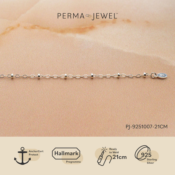 Mococo Welded Forever Silver Beaded Cable Chain 21cm Bracelet - MococoMococoPJ-9251007-21cmBracelets