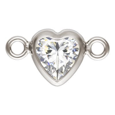 Mococo Welded Forever Silver Cubic Zirconia Heart Connector - MococoMococoPJ-9252097Charms