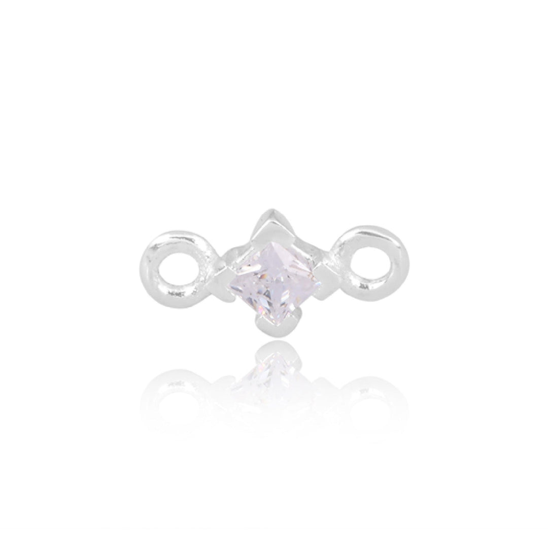Mococo Welded Forever Sterling Silver Square White CZ Connector - MococoMococoPJ-9252116Charms