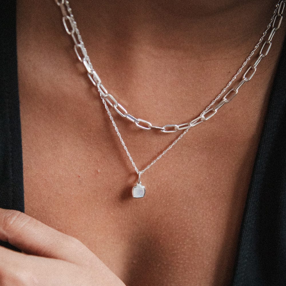 Daisy London Silver Moonstone June Birthstone Charm Pendant