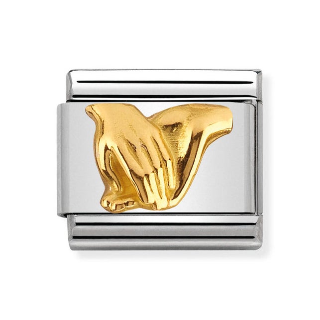 Nomination Classic Gold Lovers Intertwined Hand Charm for Bracelets