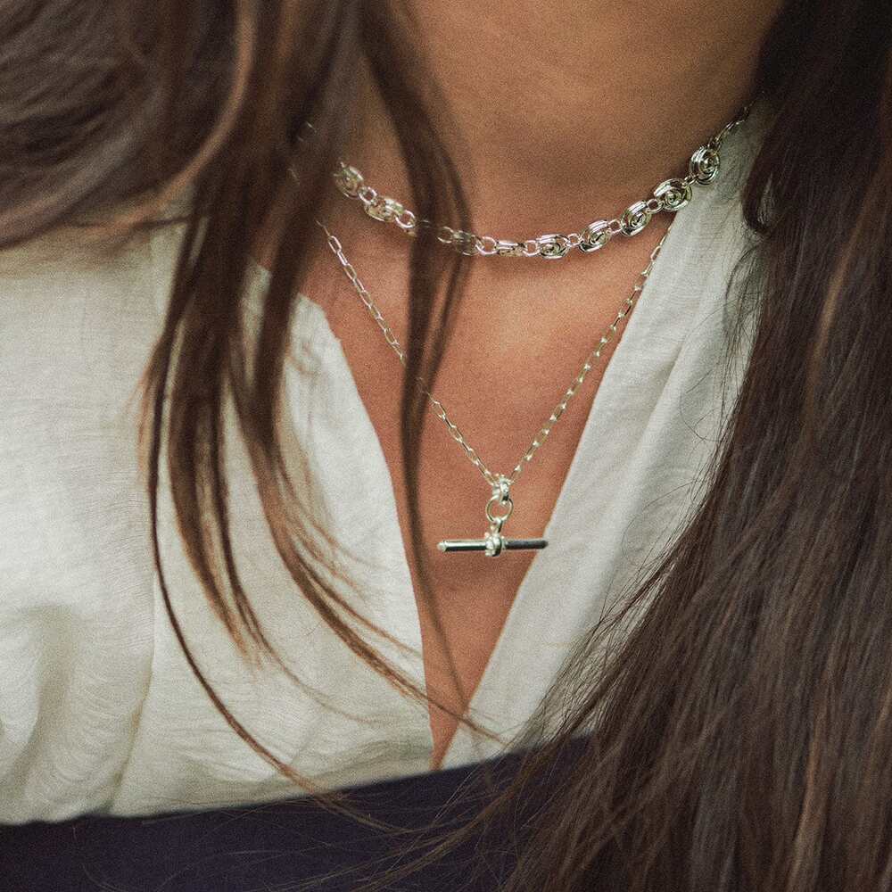 Daisy London Sterling Silver Amulet T Bar Necklace Additional Image - 1