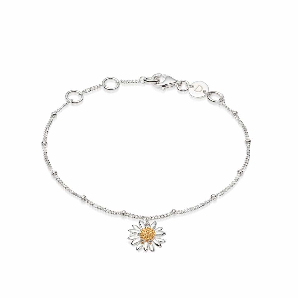 Daisy London Sterling Silver English Daisy Drop Bobble Bracelet