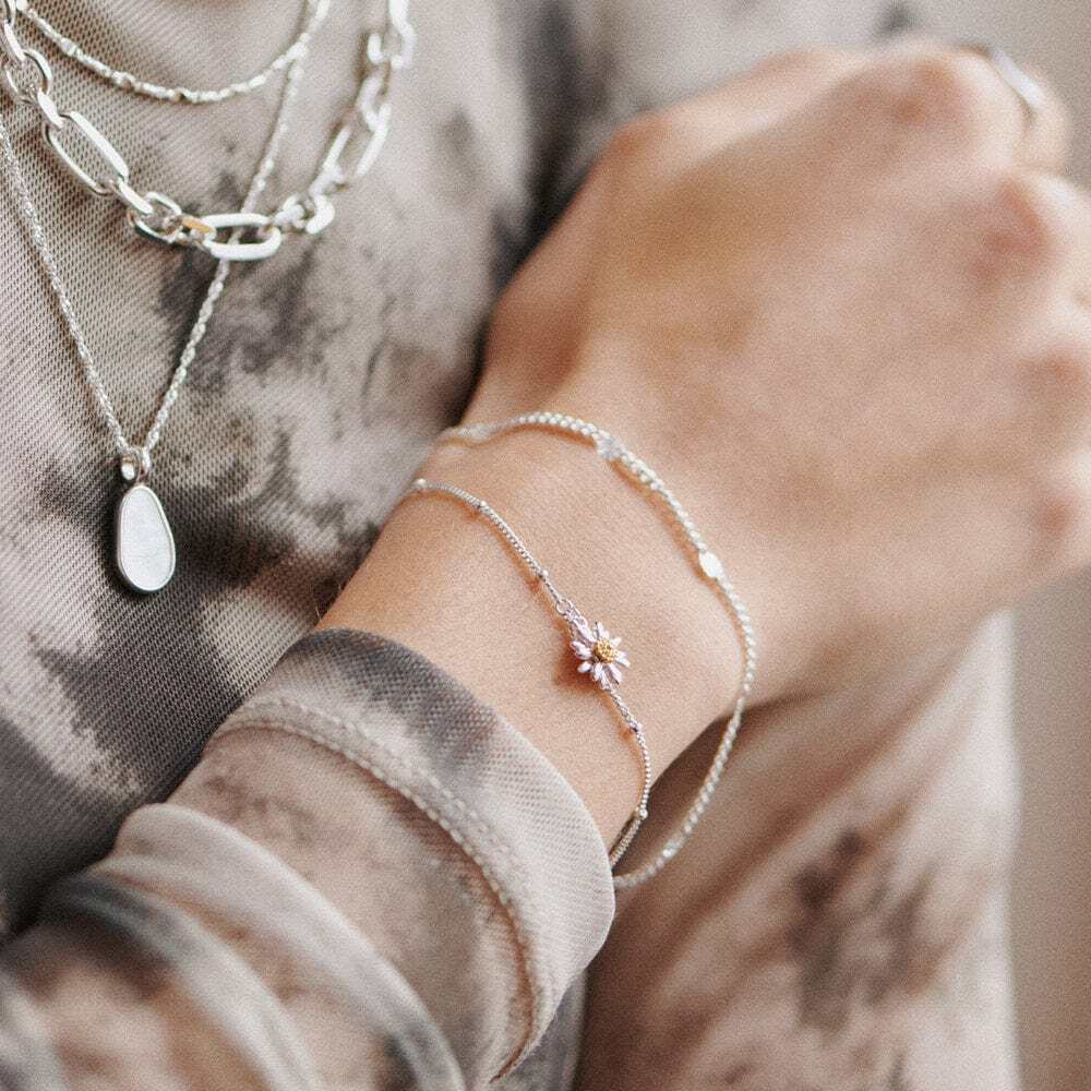 Daisy London Sterling Silver English Daisy Drop Bobble Bracelet Additional Image - 1