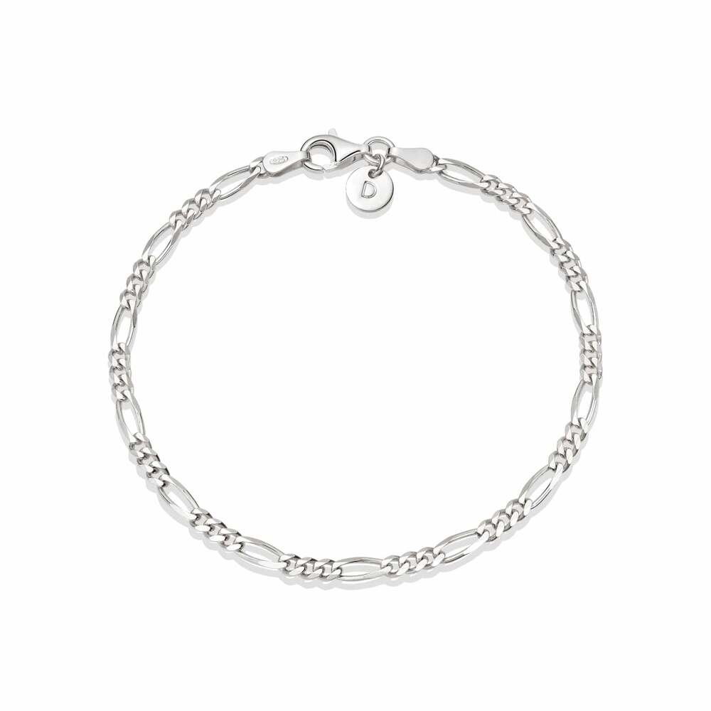 Daisy London Sterling Silver Fine Figaro Chain Bracelet