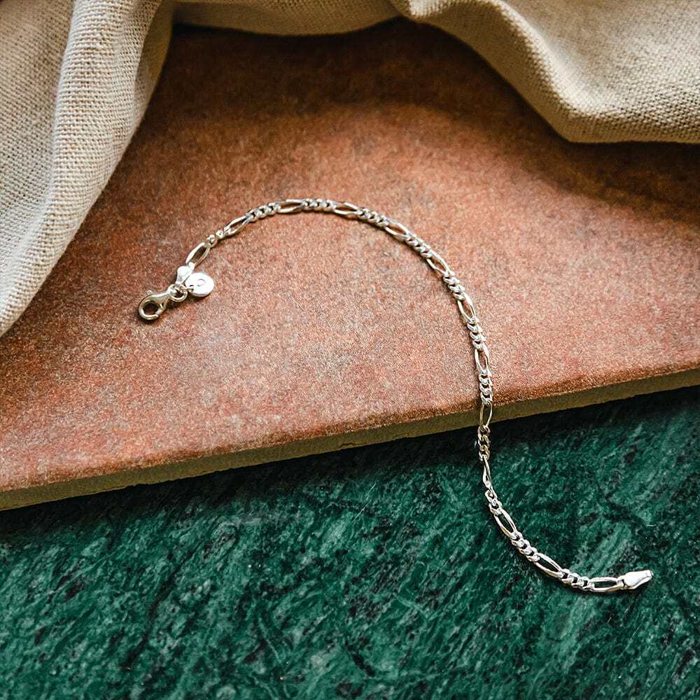 Daisy London Sterling Silver Fine Figaro Chain Bracelet Additional Image - 2