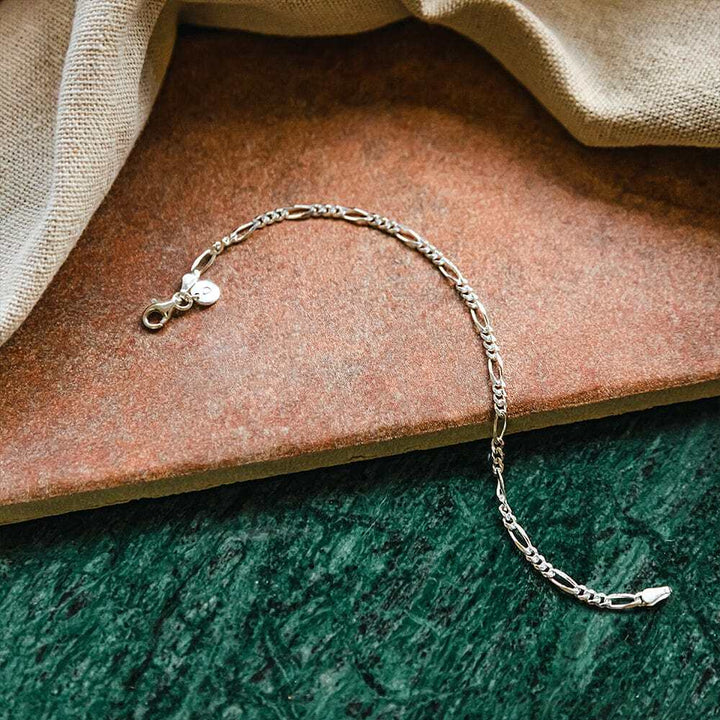 Daisy London Sterling Silver Fine Figaro Chain Bracelet Additional Image - 2