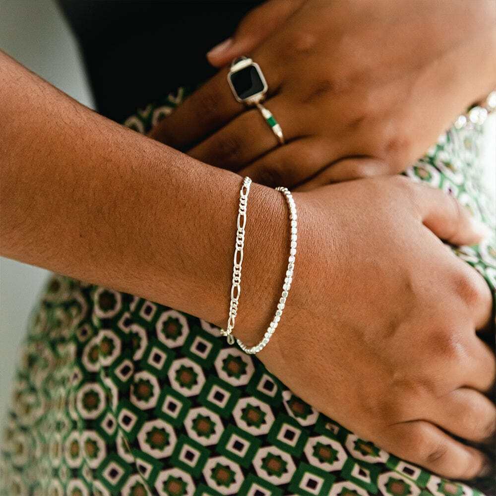 Daisy London Sterling Silver Fine Figaro Chain Bracelet Additional Image - 3
