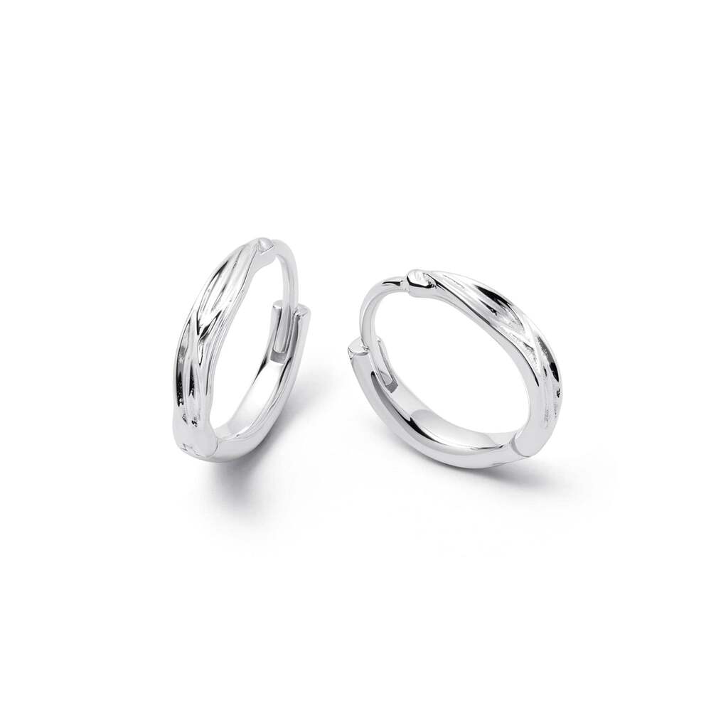 Daisy London Sterling Silver Organic Huggie Hoop Earrings