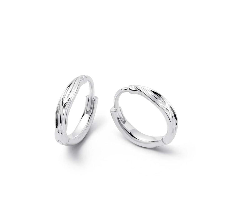 Daisy London Sterling Silver Organic Huggie Hoop Earrings