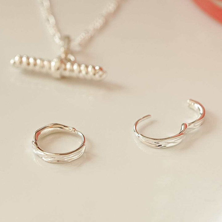 Daisy London Sterling Silver Organic Huggie Hoop Earrings Additional Image - 4