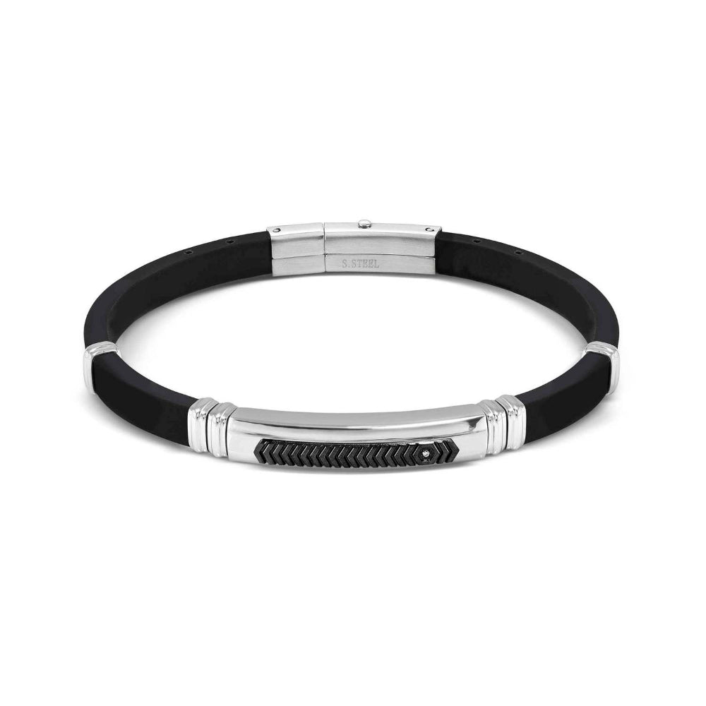 Nomination Black and White City Ed. Energy In Steel, Rubber with 1 CZ Fin. Steel Bracelet Image