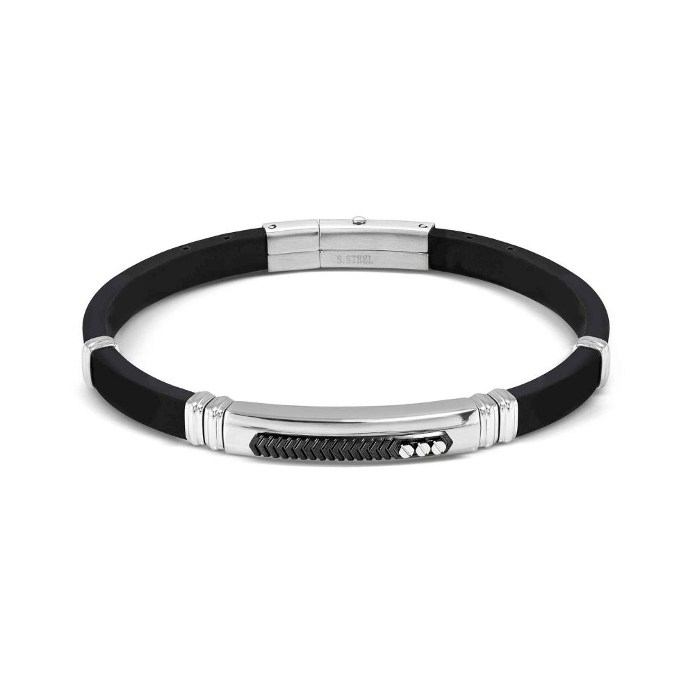 Nomination Black City Edition Energy Rubber with PVD Finish Stainless Mens Bracelet - MococoNomination028818/0308033497569813Bracelets