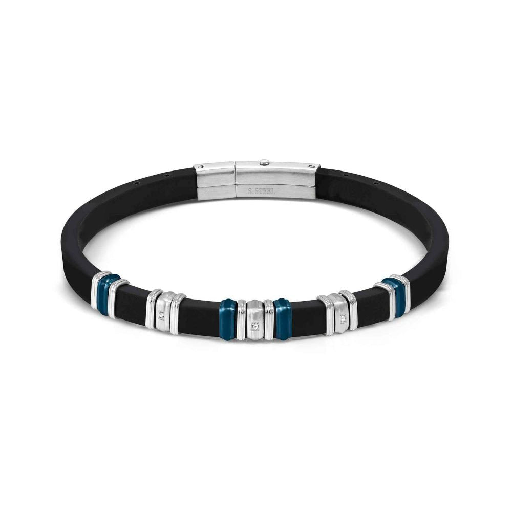 Nomination Black City Energy Edition With Blue and CZ Mens Bracelet - MococoNomination028821/0588033497569981Bracelets