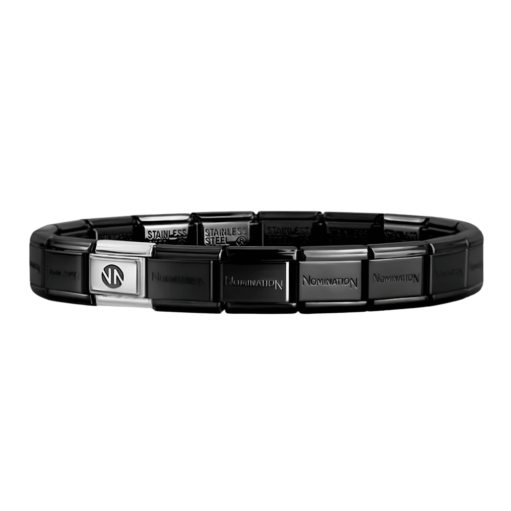 Nomination Black Starter Bracelet With Dad Charm - MococoNominationBracelets