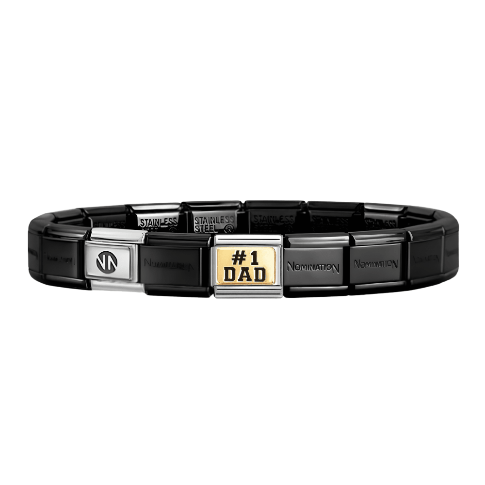 Nomination Black Starter Bracelet With Dad Charm - MococoNominationBracelets