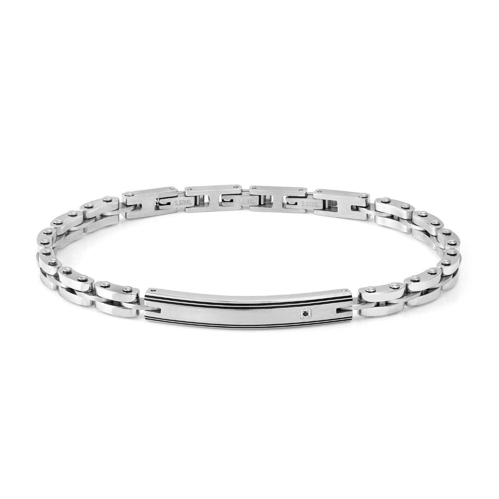 Nomination Black Strong Ed. Diamond Geometric Steel and 1 Diamond Plate Bracelet Image