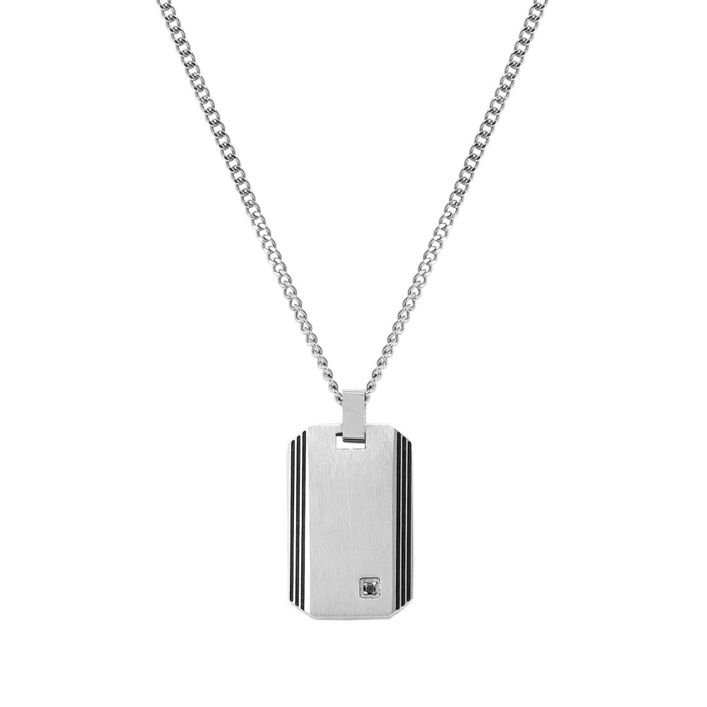 Nomination Black Strong Ed. Diamond Geometric Steel and 1 Diamond Rectangle Necklace Image