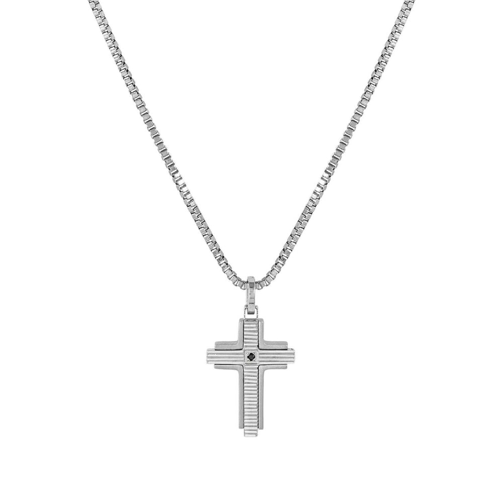 Nomination Black Strong Ed. Diamond Steel (Stripe Cross) and 1 Diamond Necklace Image