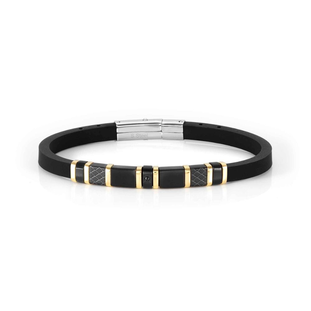 Nomination City Black Stone and Decorated Plate Gold & Black Bracelet with Black CZ - MococoNomination028810/0128033497523136Bracelets