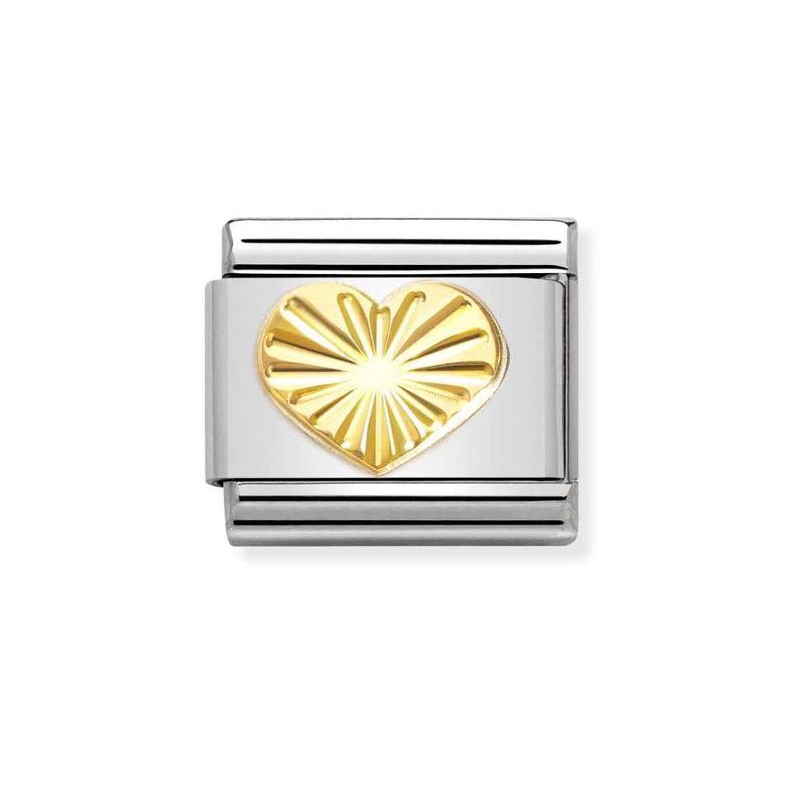 Nomination Classic 18ct Gold Etched Heart Charm - MococoNomination030149/518033497529039Charms and Links