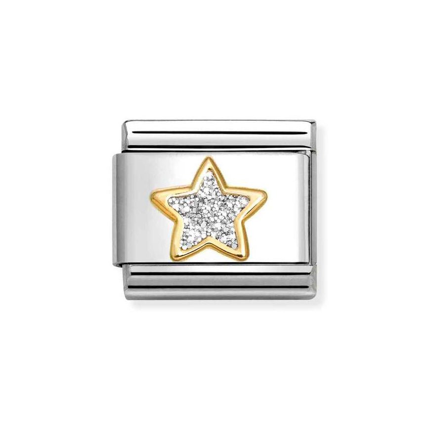 Nomination Classic 18ct Gold Glitter Silver Star Charm - MococoNomination030220/198033497536853Charms and Links