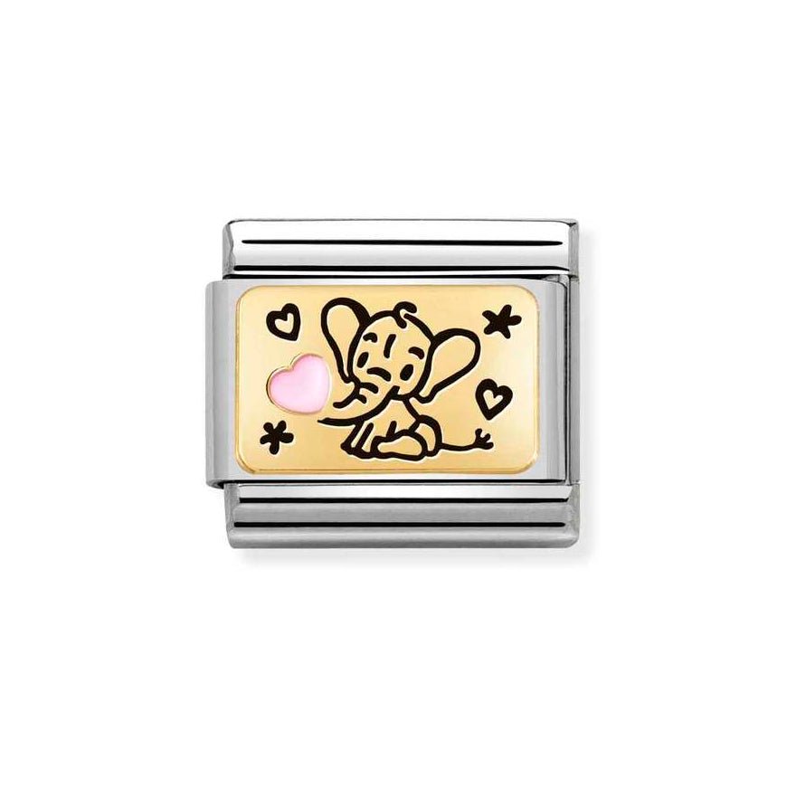 Nomination Classic 18K Gold Elephant Pink Heart Charm - MococoNomination030289/038033497522146Charms and Links