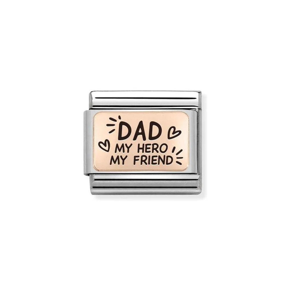 Nomination Classic 9K Rose Gold Dad my hero my friend Charm - MococoNomination430111/13Charms and Links