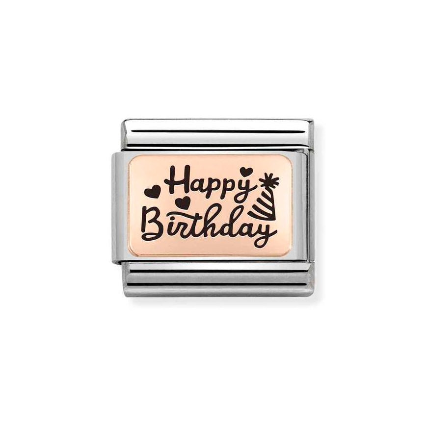 Nomination Classic 9K Rose Gold Happy Birthday Charm - MococoNomination430111/118033497504777Charms and Links