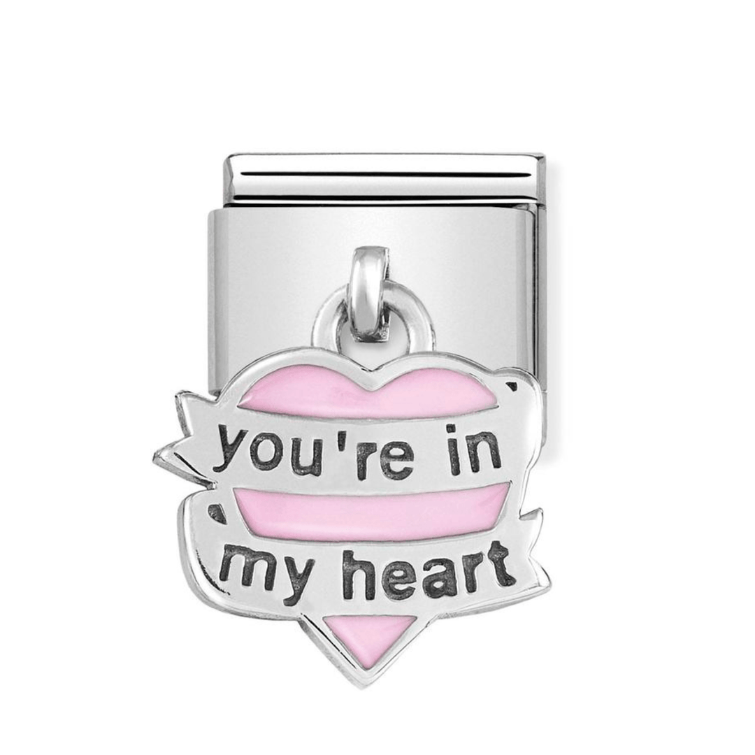 Nomination Classic Dangle Silver and Pink Youre in my heart Pendant Charm - MococoNomination331805/068033497461582Charms and Links