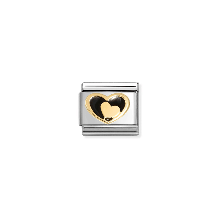 Nomination Classic Gold Black Heart in Heart Charm - MococoNomination030283/268033497565440Charms and Links