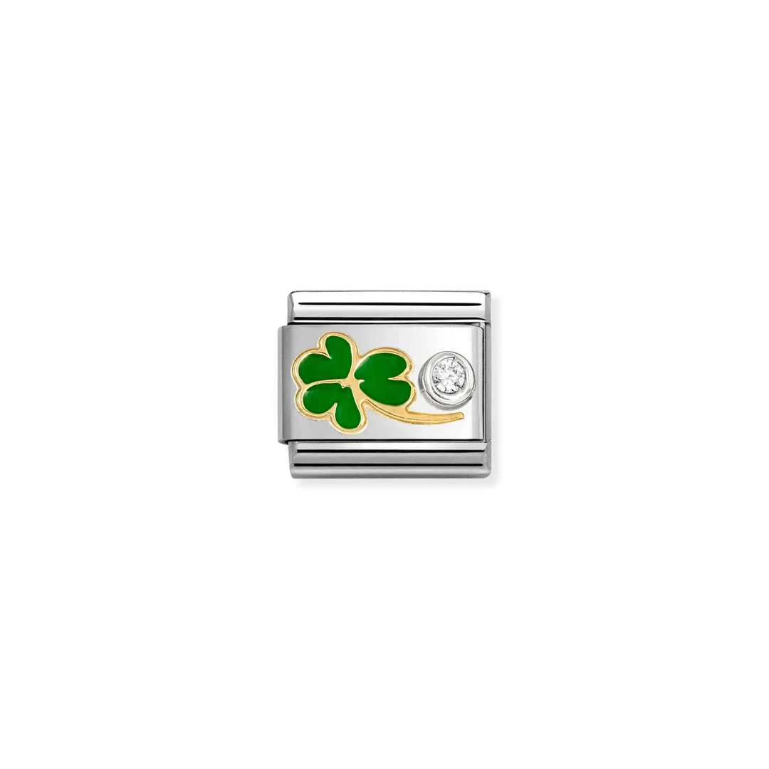 Nomination Classic Gold CZ Green Clover Charm - MococoNomination630302/128033497566324Charms and Links