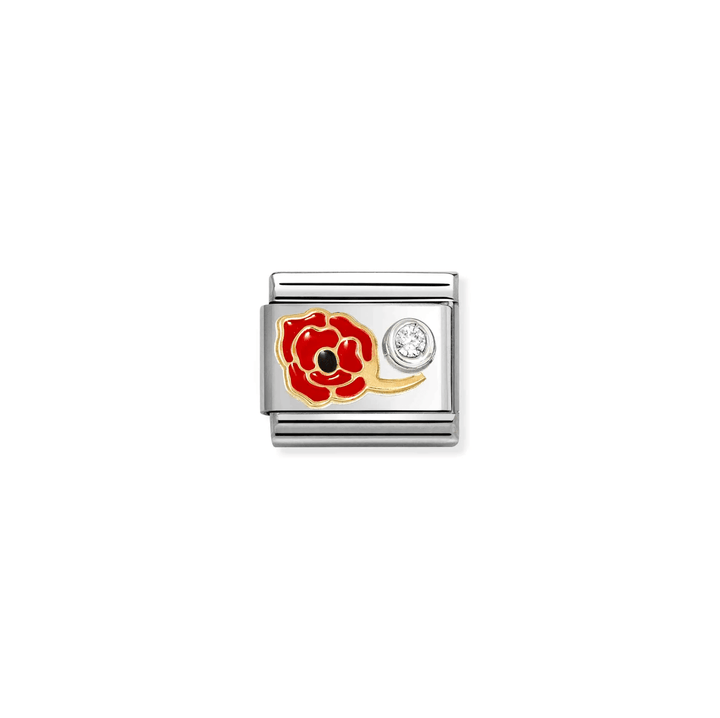 Nomination Classic Gold CZ Poppy Red Charm - MococoNomination630302/118033497566317Charms