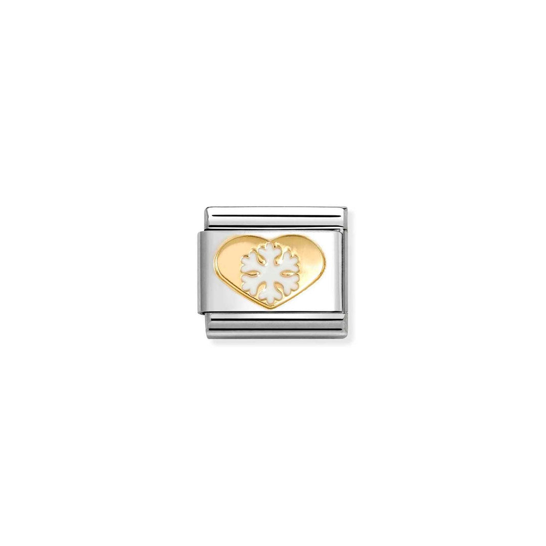 Nomination Classic Gold Heart White Snowflake Charm - MococoNomination030225/268033497553041Charms and Links