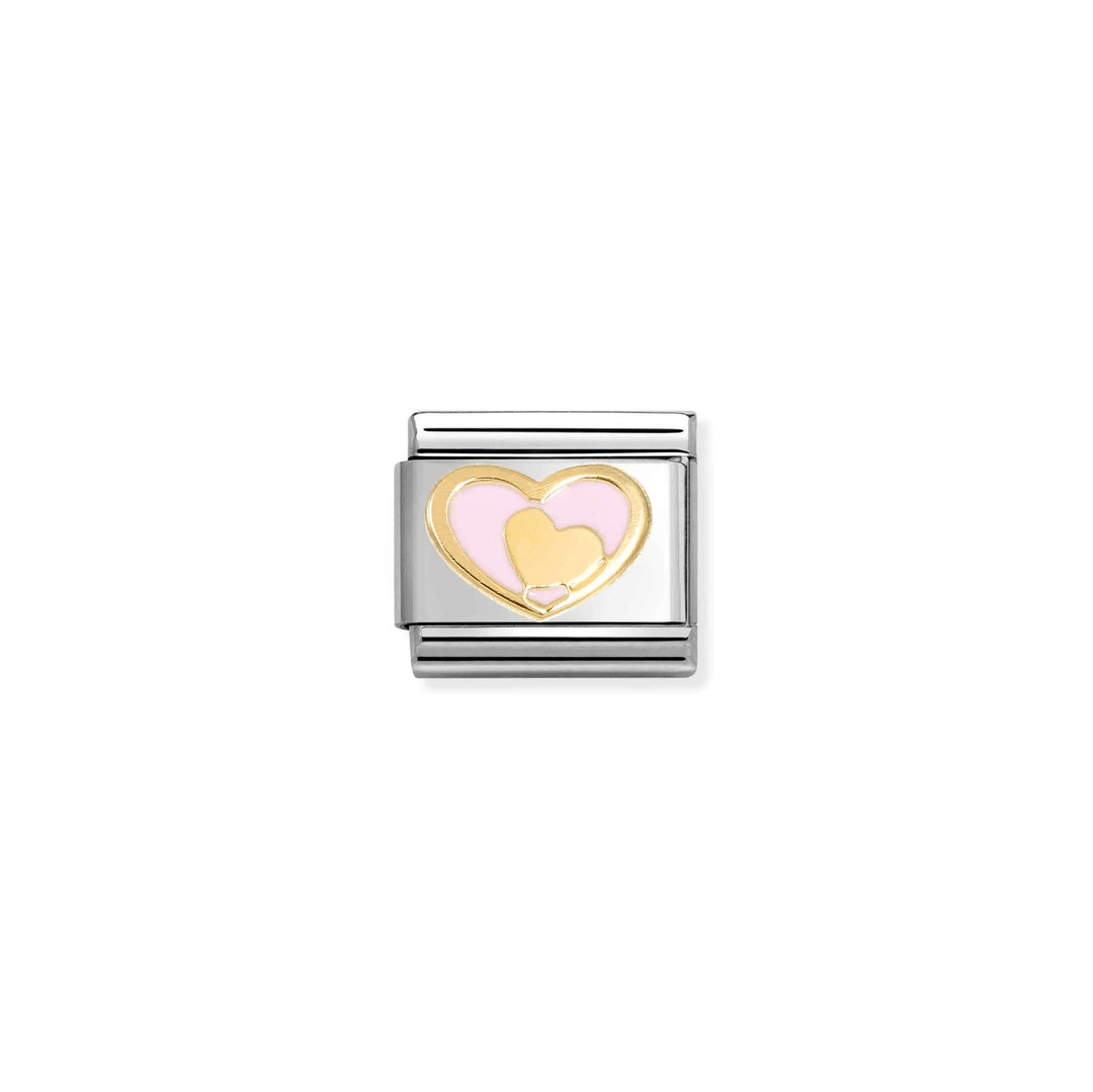 Nomination Classic Gold Pink Heart in Heart Charm - MococoNomination030283/308033497565488Charms and Links