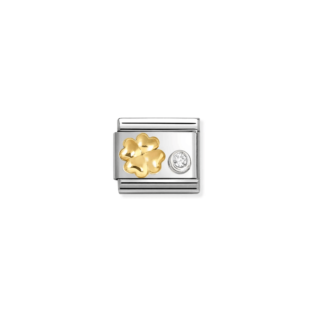 Nomination Classic Gold Raised CZ Four - leaf Clover Charm - MococoNomination630301/038033497566232Charms and Links