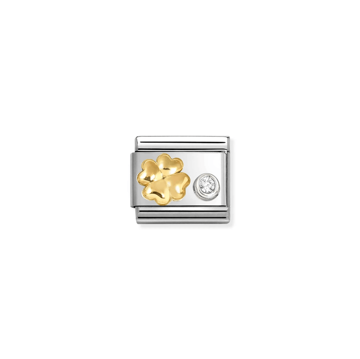 Nomination Classic Gold Raised CZ Four - leaf Clover Charm - MococoNomination630301/038033497566232Charms and Links