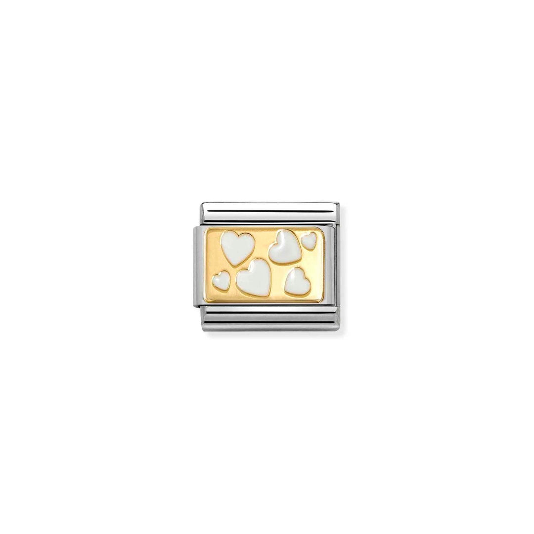 Nomination Classic Gold White Hearts Charm - MococoNomination030284/708033497553140Charms and Links