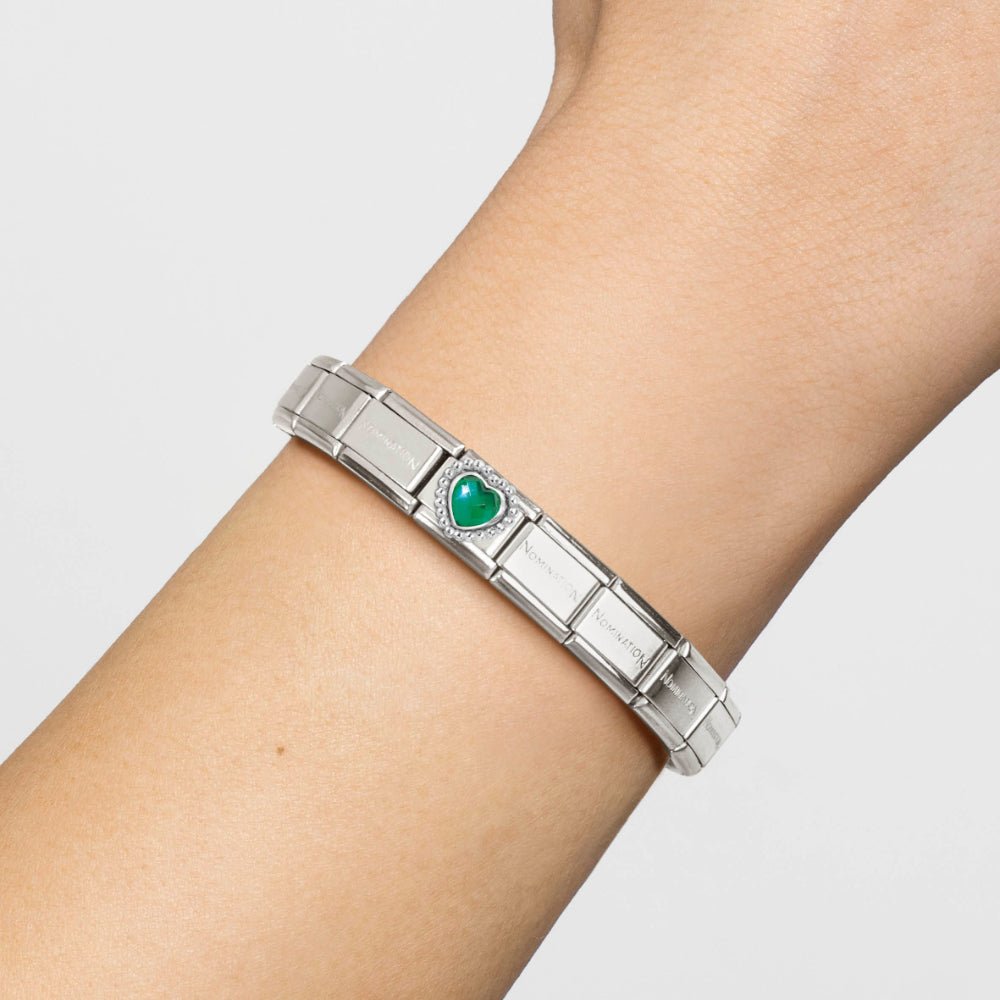 Nomination Classic Green Faceted Beaded Heart Charm - MococoNomination330606/0048033497566492Charms and Links
