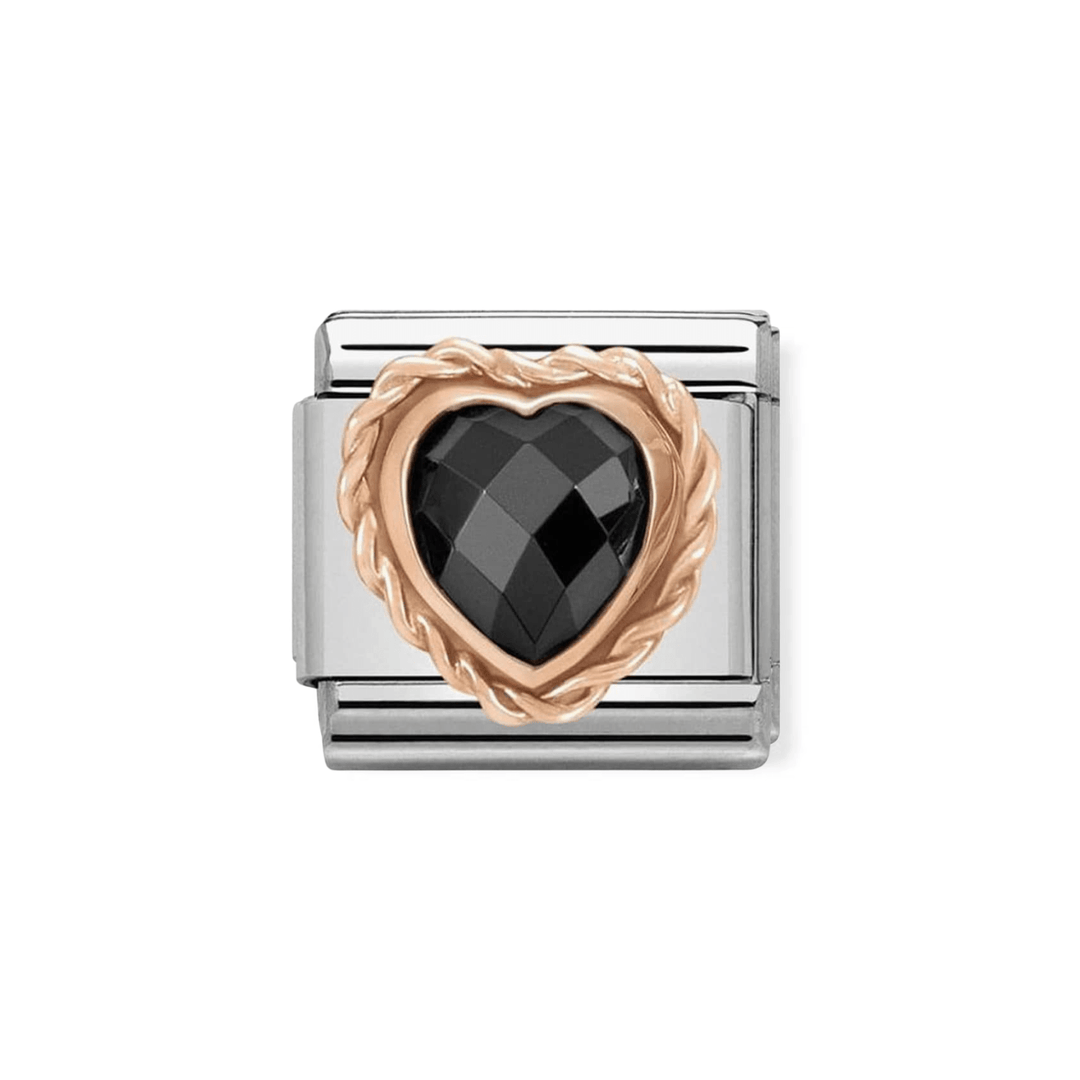 Nomination Classic Rose Gold Heart With Black Stone Charm - MococoNomination430602/0118033497453501Charms and Links