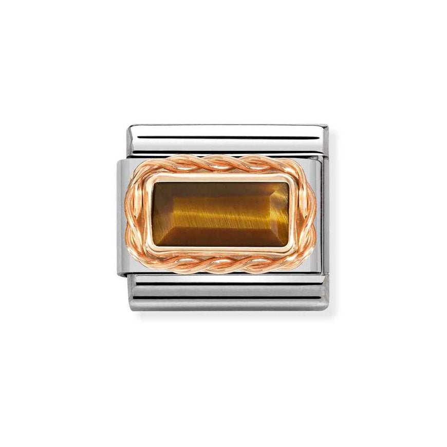 Nomination Classic Rose Gold Tigers Eye Baguette Stone Charm - MococoNomination430512/418033497528551Charms and Links
