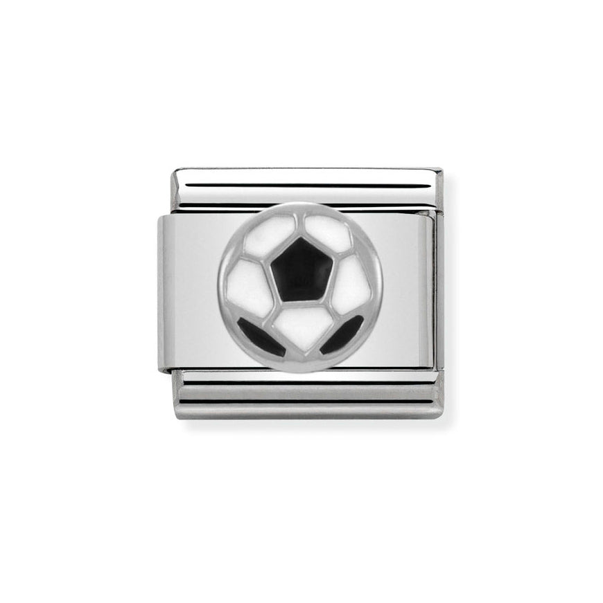 Nomination Classic Silver Black and White Football Charm - MococoNomination330202/138033497332059Charms and Links