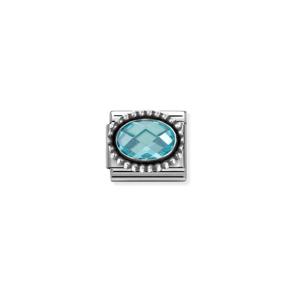 Nomination Classic Silver CZ Light Blue Oval Beaded Charm - MococoNomination330607/0068033497566041Charms